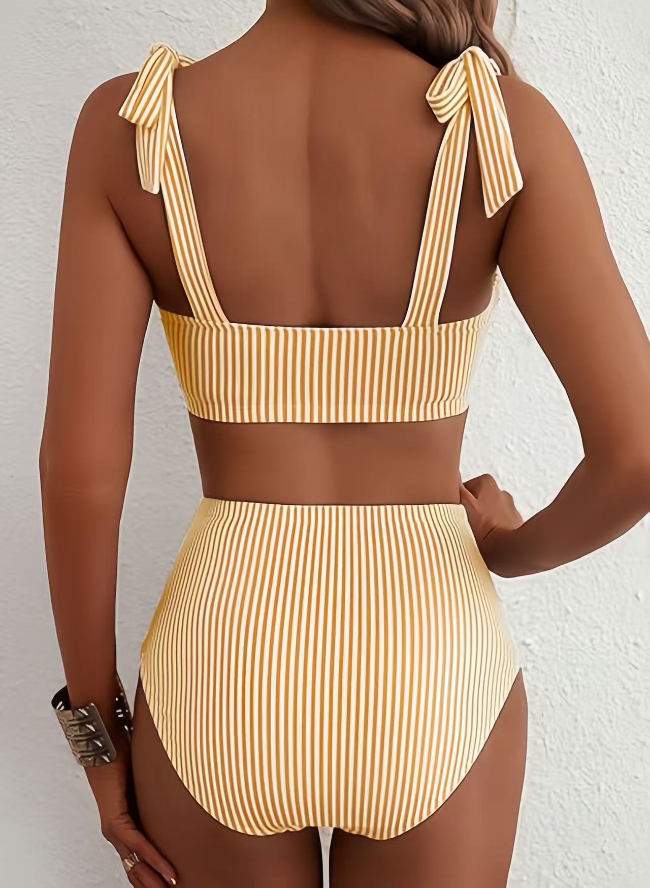 Adele | Women’s Bow Strap High-Waist Bikini Set Tummy Coverage