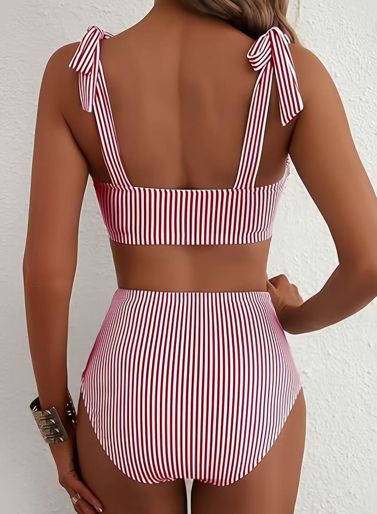 Adele | Women’s Bow Strap High-Waist Bikini Set Tummy Coverage