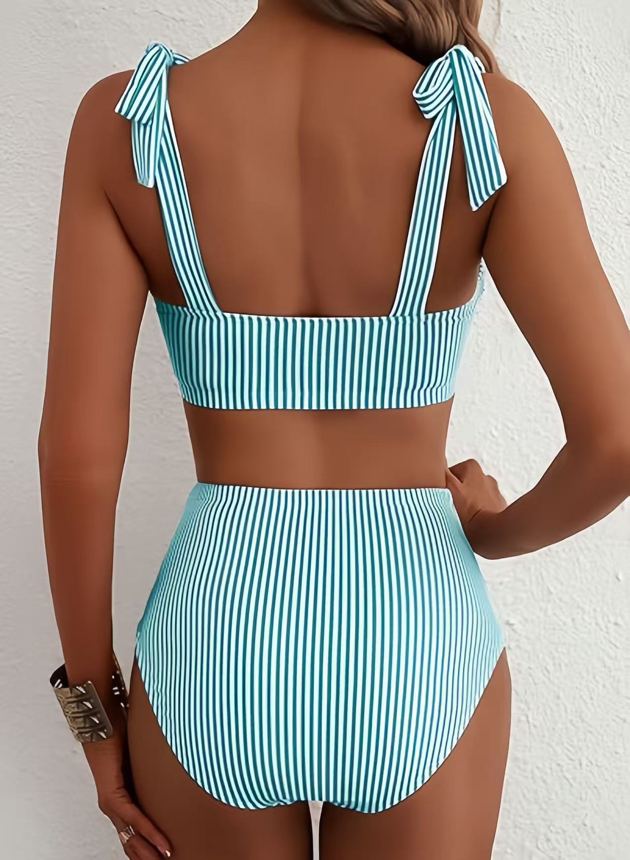 Adele | Women’s Bow Strap High-Waist Bikini Set Tummy Coverage
