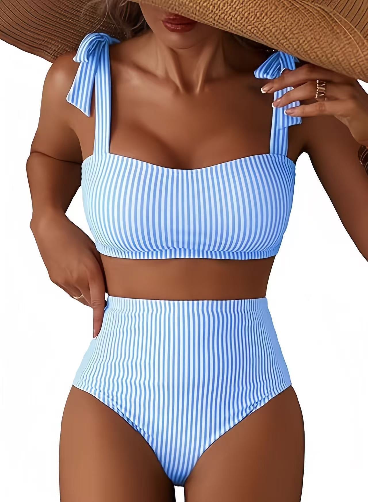 Adele | Women’s Bow Strap High-Waist Bikini Set Tummy Coverage