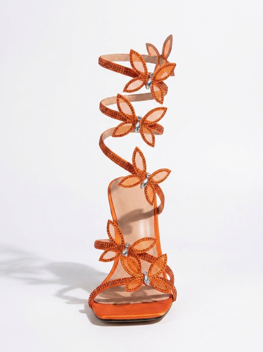 Alexis | Women’s Floral Wrap Strap Stiletto Sandals Heels