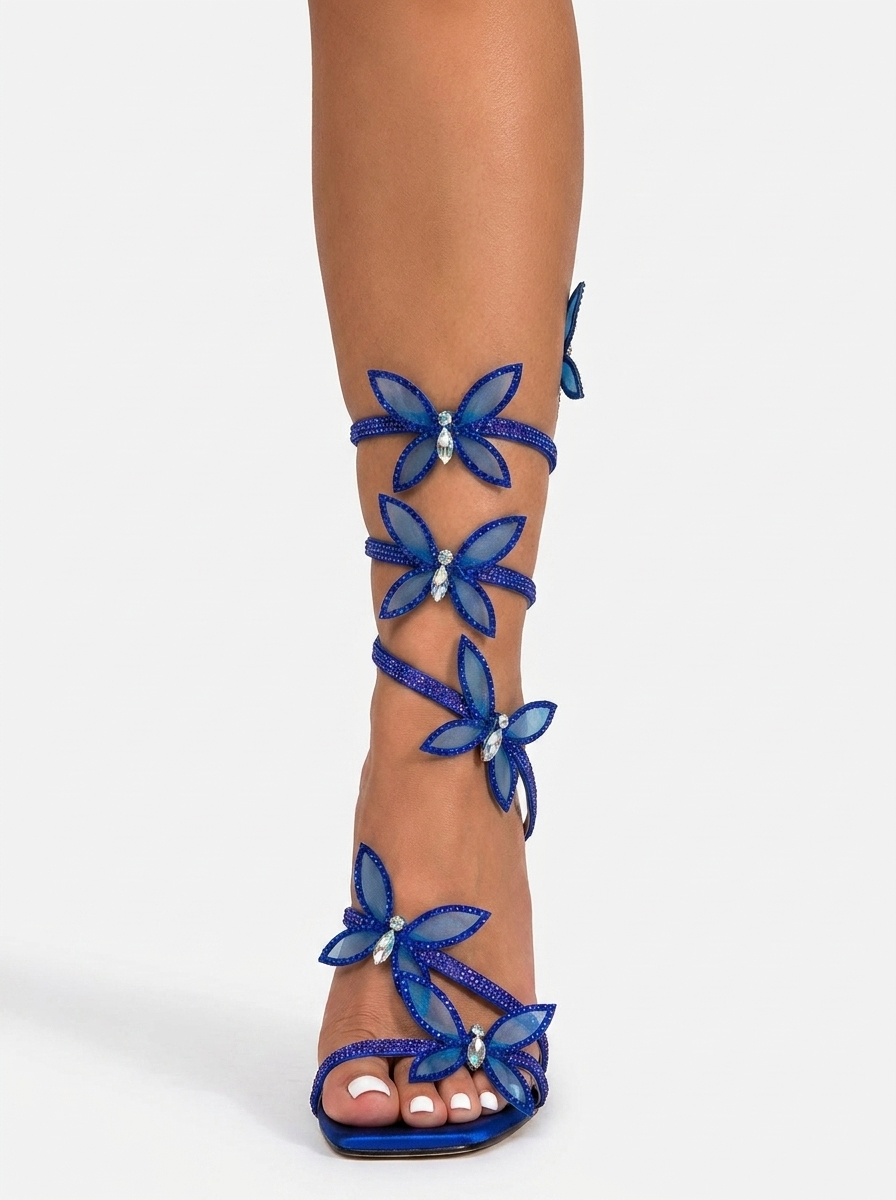 Alexis | Women’s Floral Wrap Strap Stiletto Sandals Heels