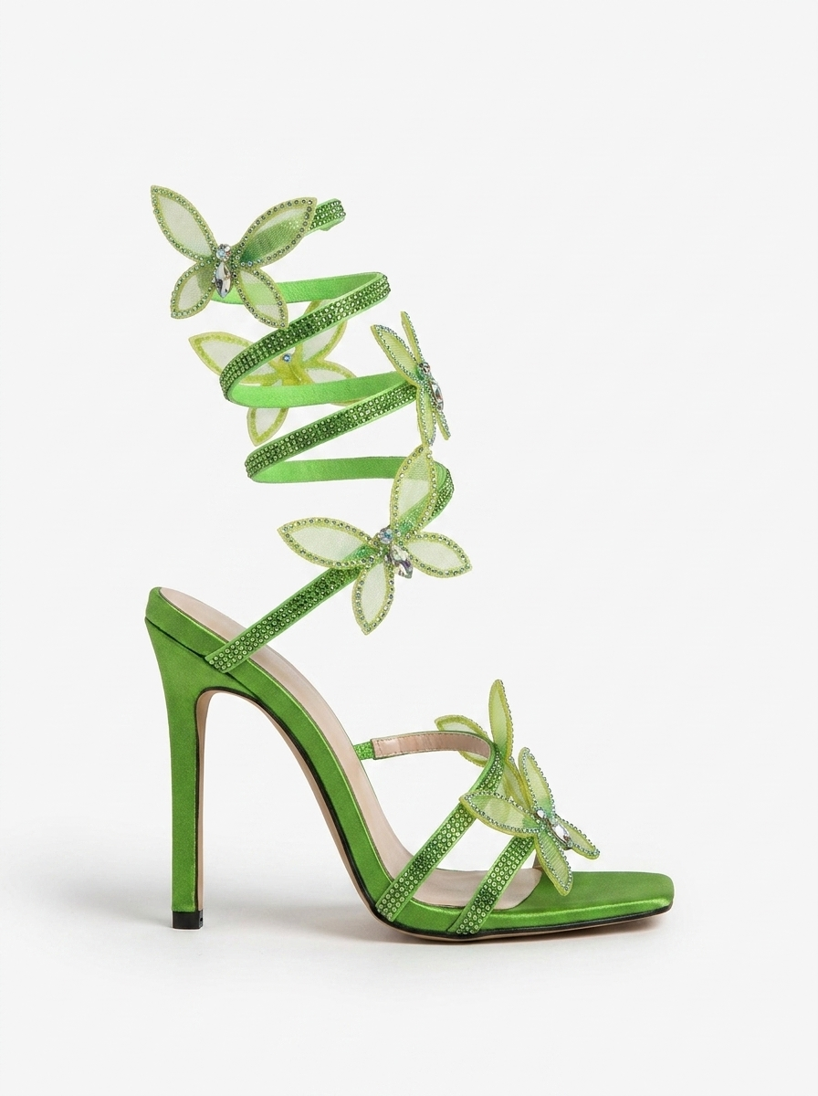 Alexis | Women’s Floral Wrap Strap Stiletto Sandals Heels