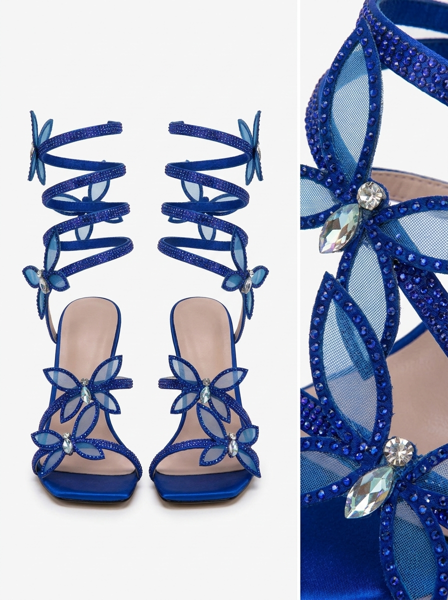 Alexis | Women’s Floral Wrap Strap Stiletto Sandals Heels