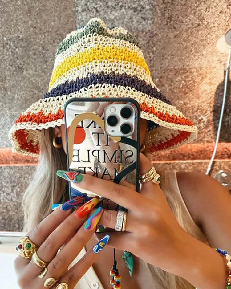 Dana | Women’s Striped Crochet Bucket Hat Vacation Beach