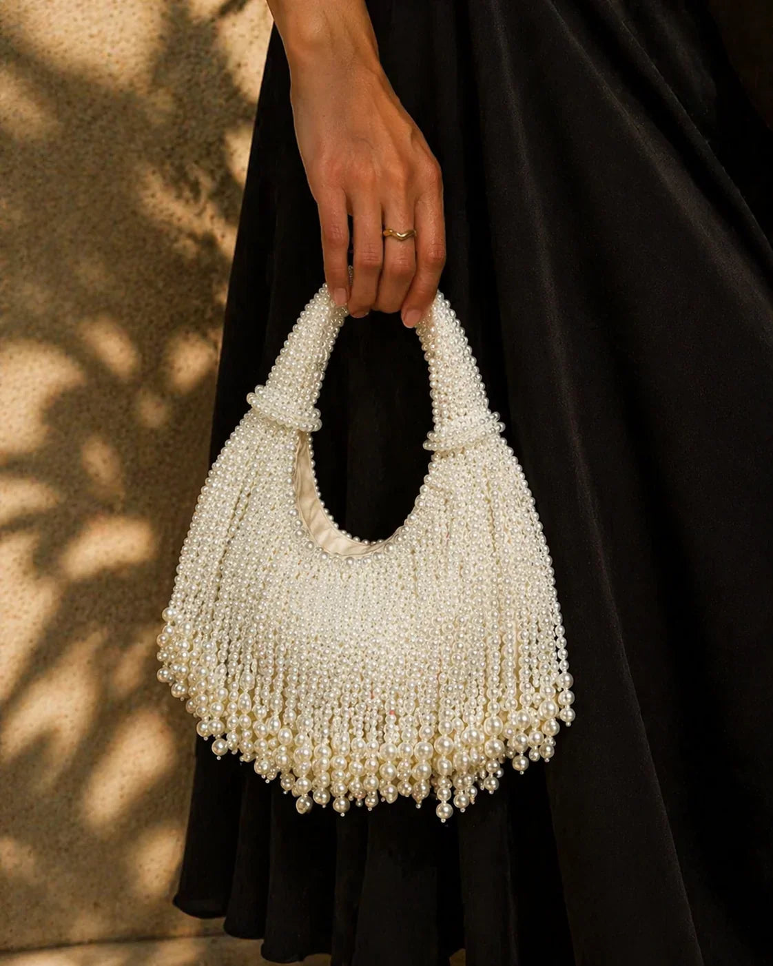 Ellie | Women’s Pearl Beaded Fringe Shoulder Hand Party Bag