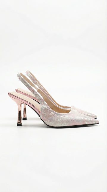 Frida | Women’s Textured Pointed Toe Slingback Heel Sandals