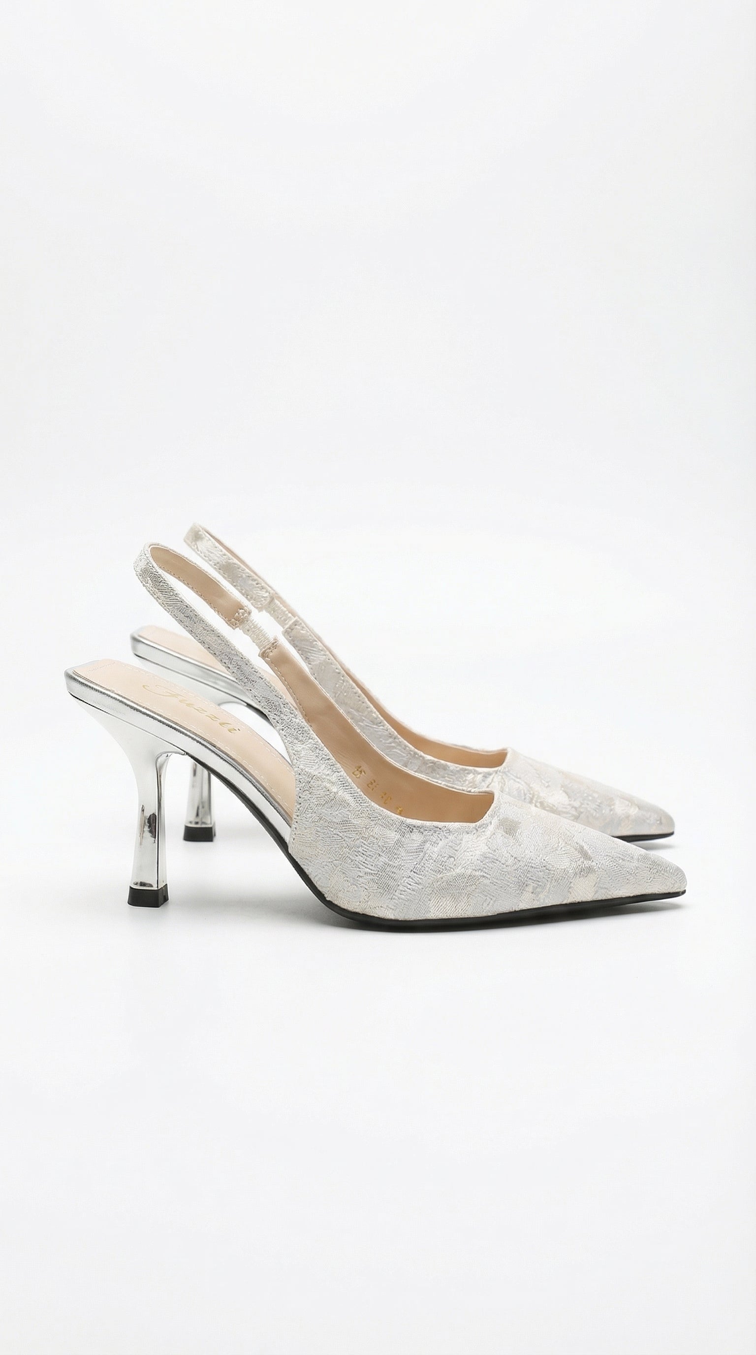 Frida | Women’s Textured Pointed Toe Slingback Heel Sandals