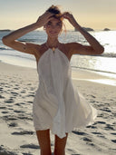 Holly | Women's Halter Backless Ruffle Flowy Mini Beach Dress