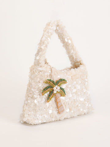 Iza | Women’s Sequin Shoulder Party Bag with Palm Charm