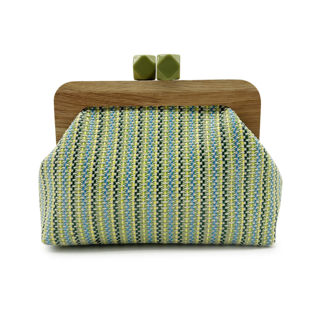 Kaia | Women’s Boho Woven Clutch Bag with Wooden Frame Bag