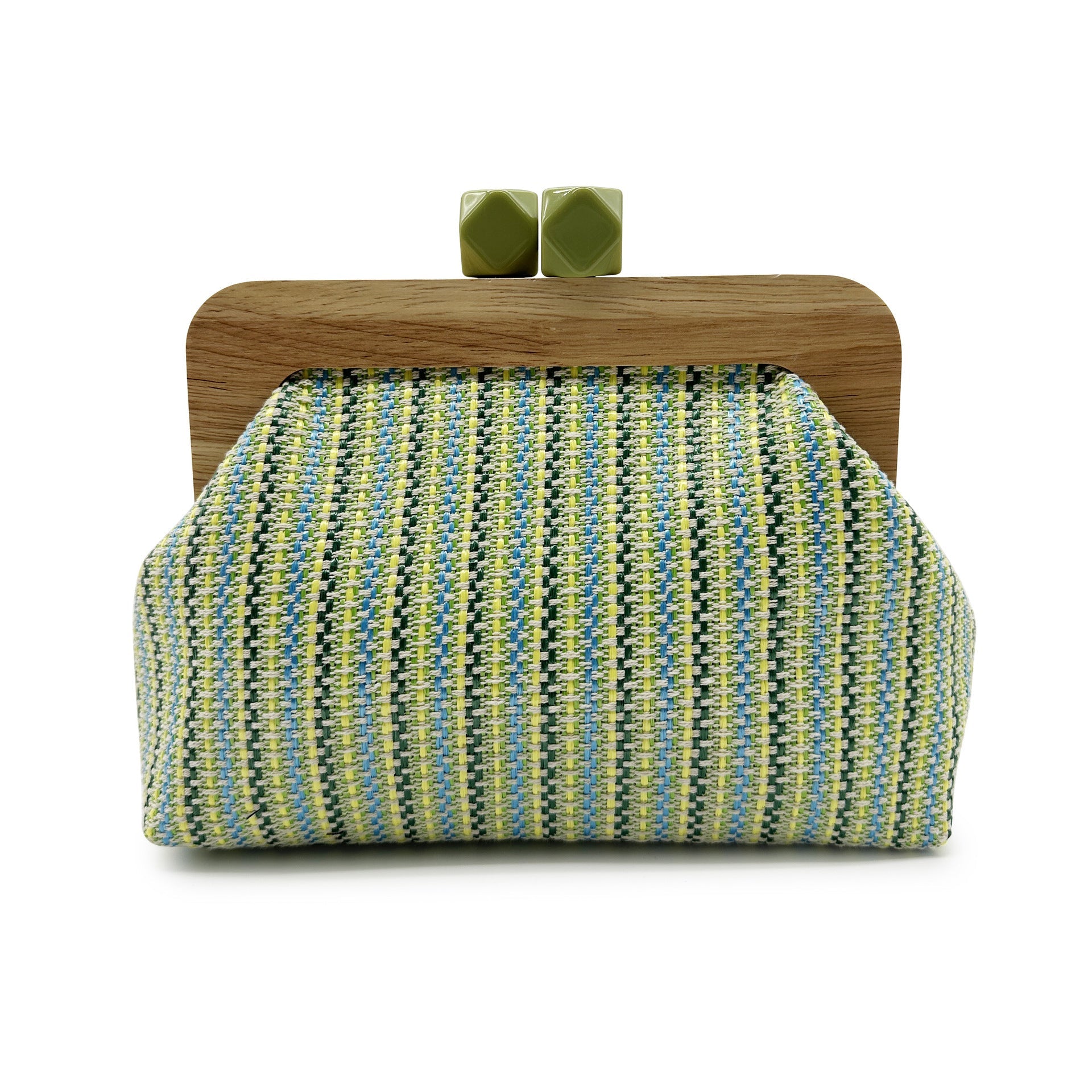 Kaia | Women’s Boho Woven Clutch Bag with Wooden Frame Bag