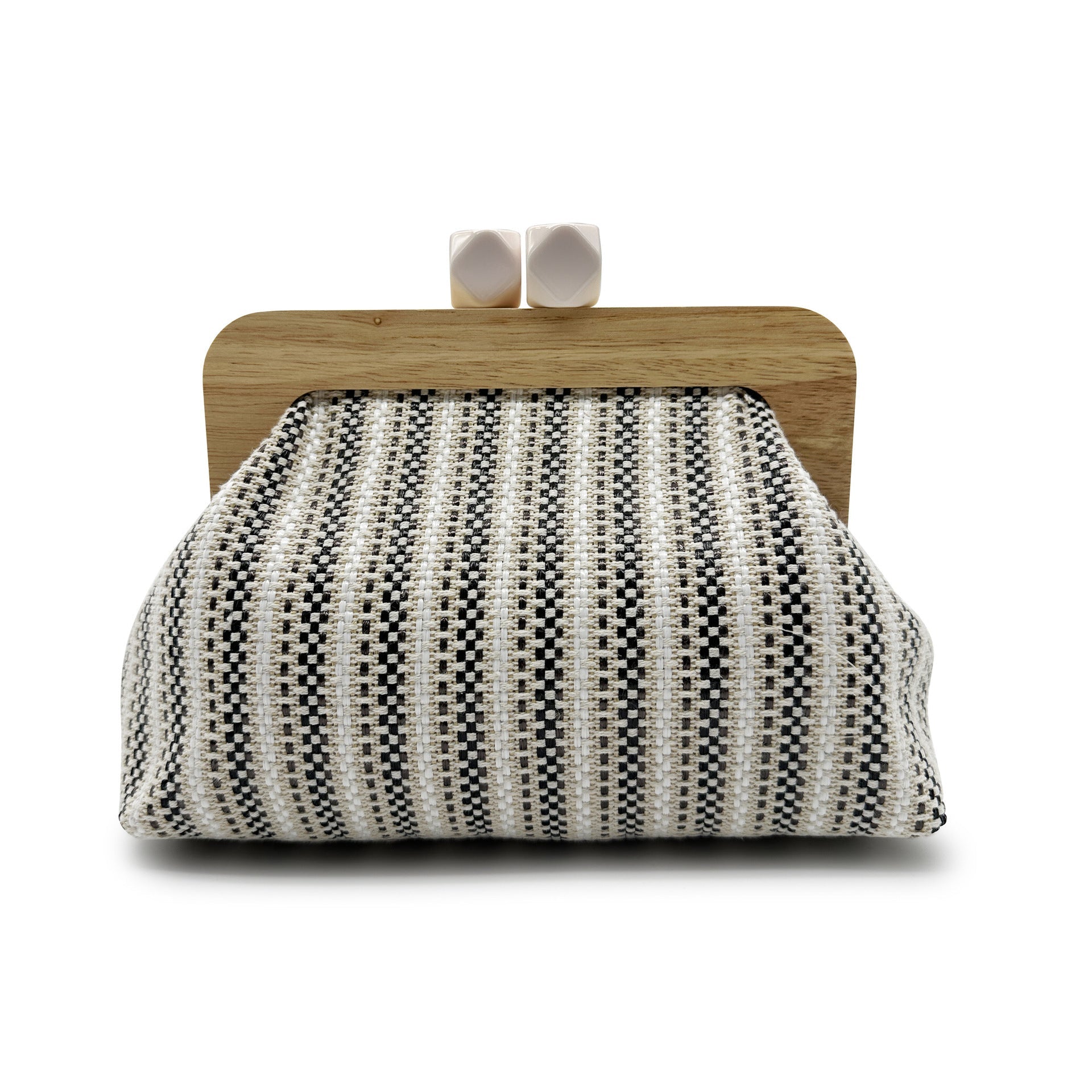 Kaia | Women’s Boho Woven Clutch Bag with Wooden Frame Bag