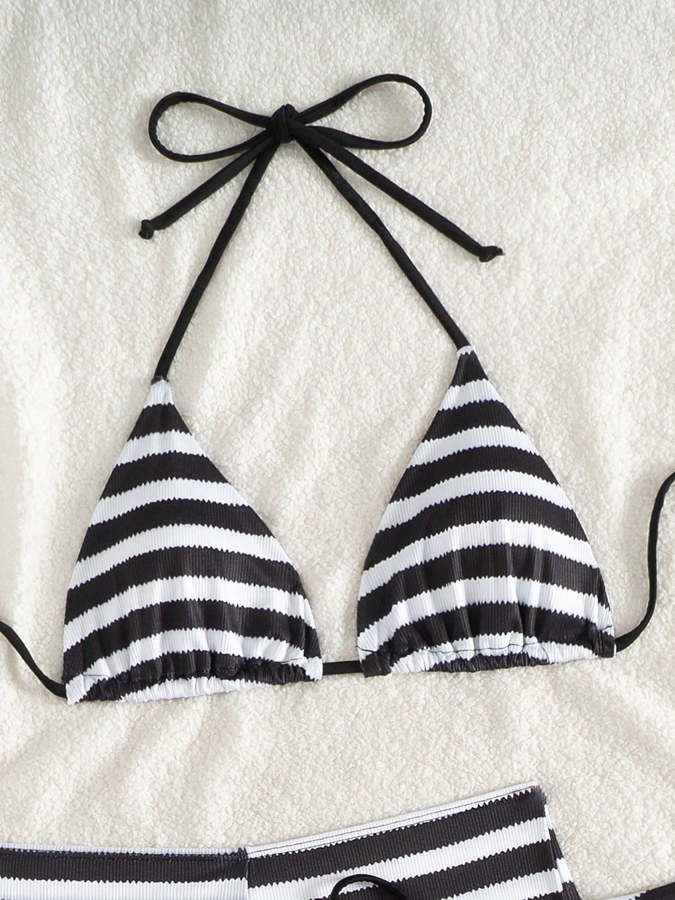 Patty | Women’s Striped Crochet Triangle Bikini Set with Cover-Up