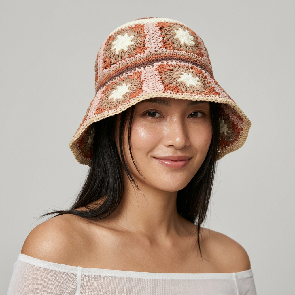 Riva | Women’s Floral Crochet Bucket Hat Vacation Beach