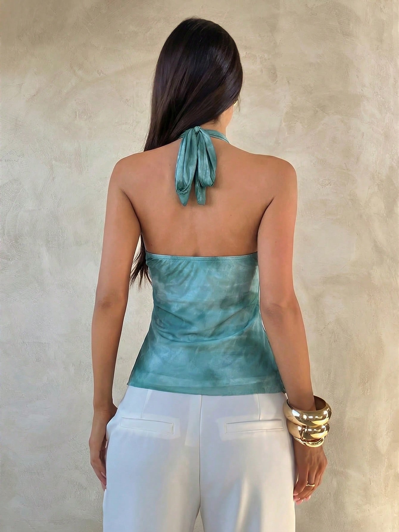 Sabrina | Women's Halter Ruffle Sleeveless Sheer Layered Party Top