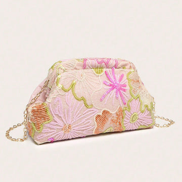 Wanda | Women’s Floral Embroidered Sequin Shoulder Bag Clutch Purse