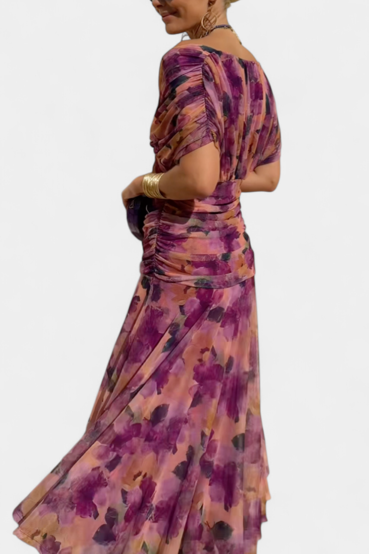 Women's Wedding Guest Off Shoulder Ruched Maxi Dress
