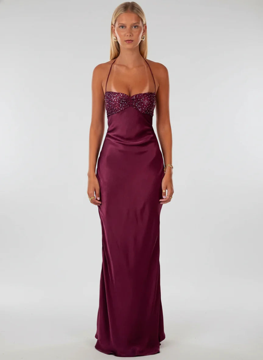 Amaya Lace Halter Maxi Dress