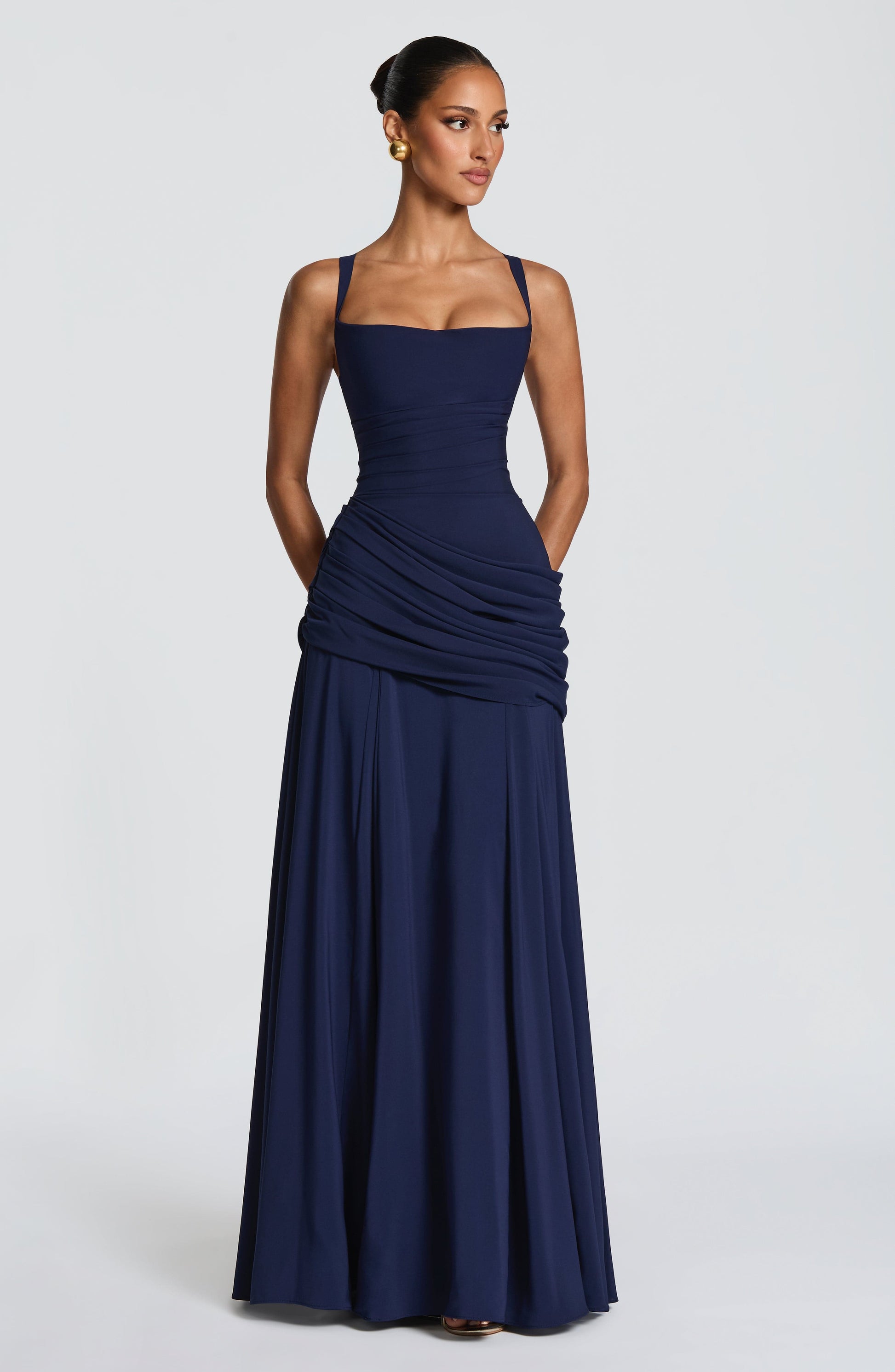 Women's maxi dress with cowl neckline