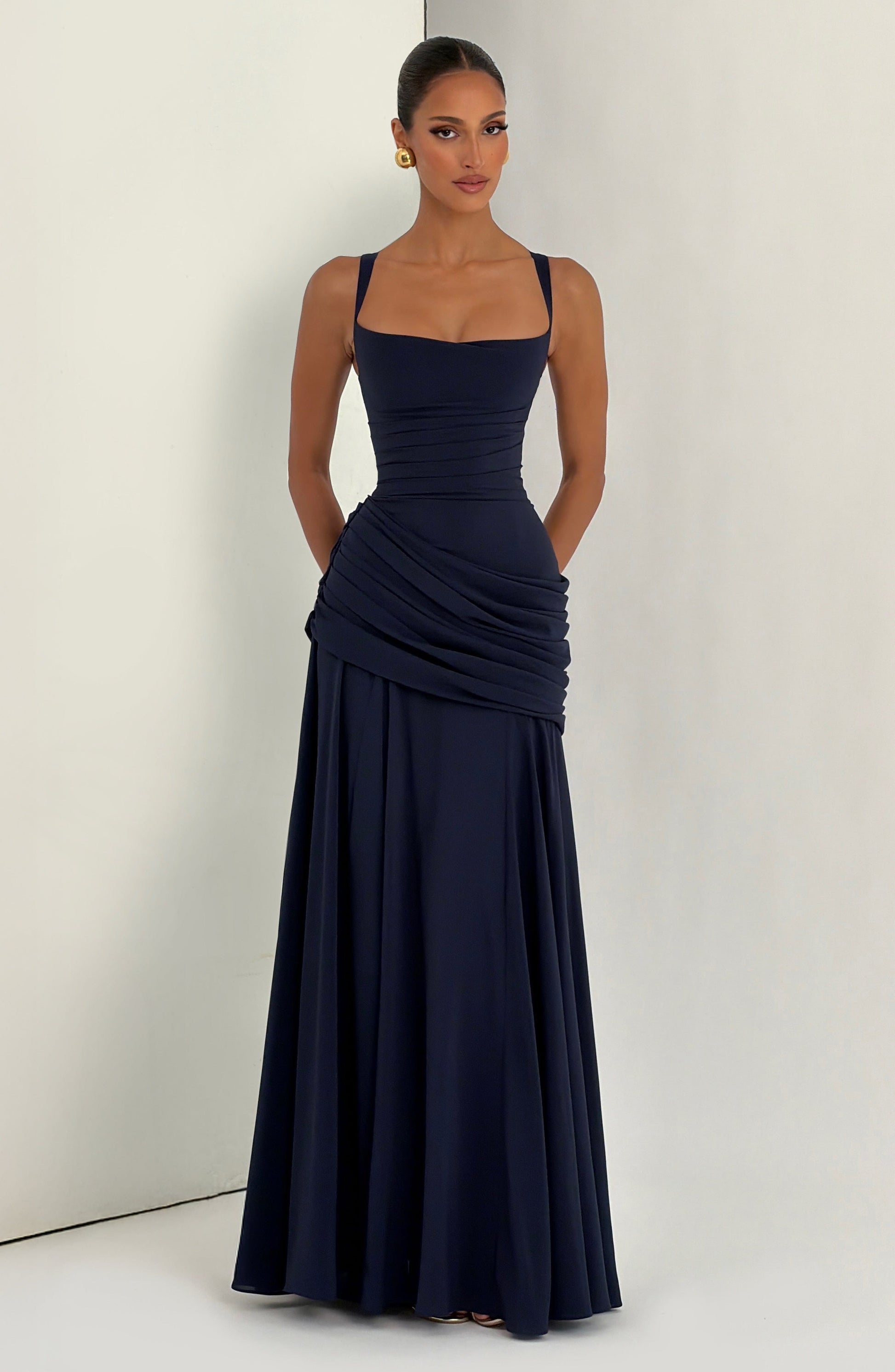 Women's maxi dress with cowl neckline