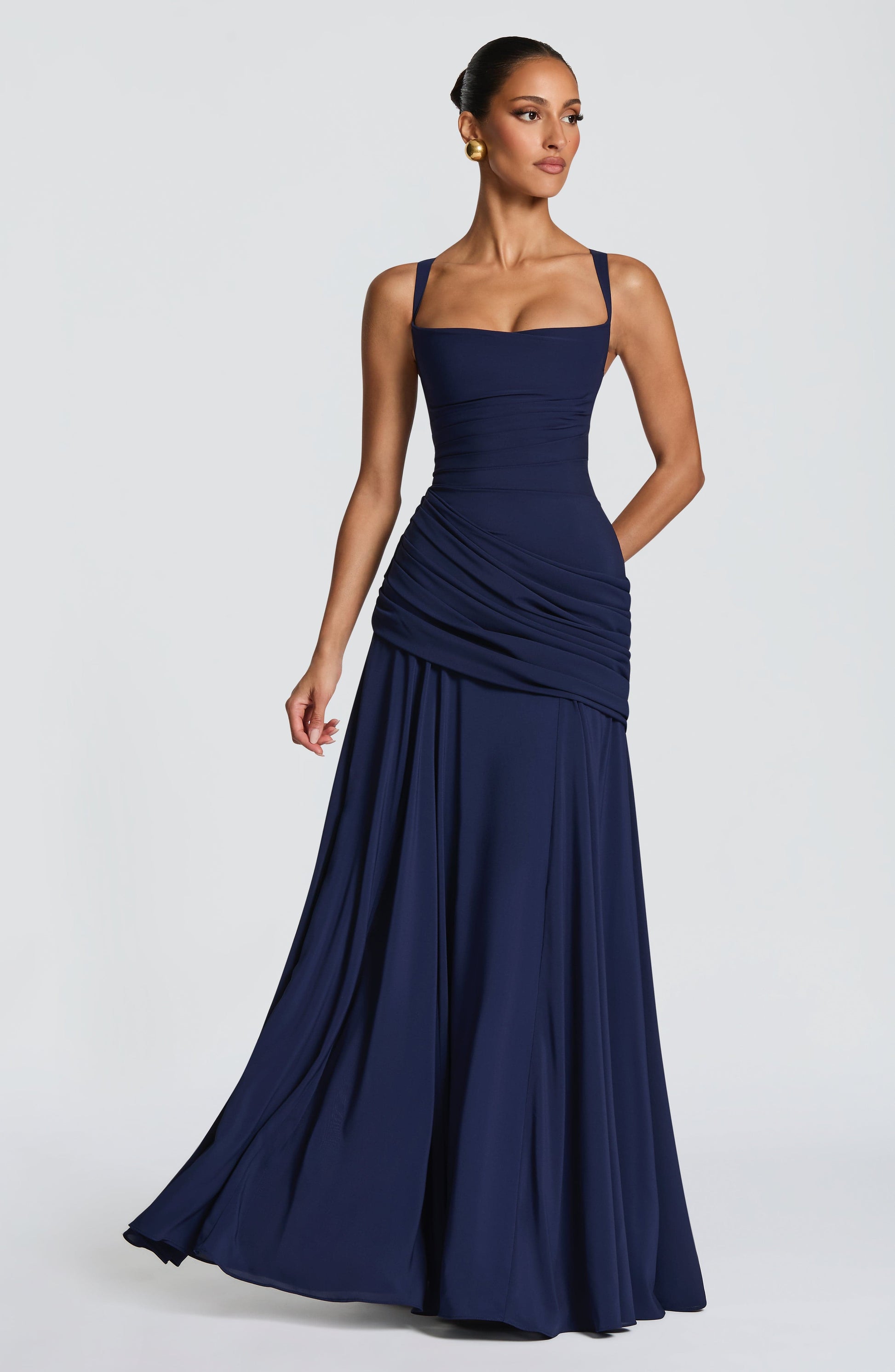 Women's maxi dress with cowl neckline