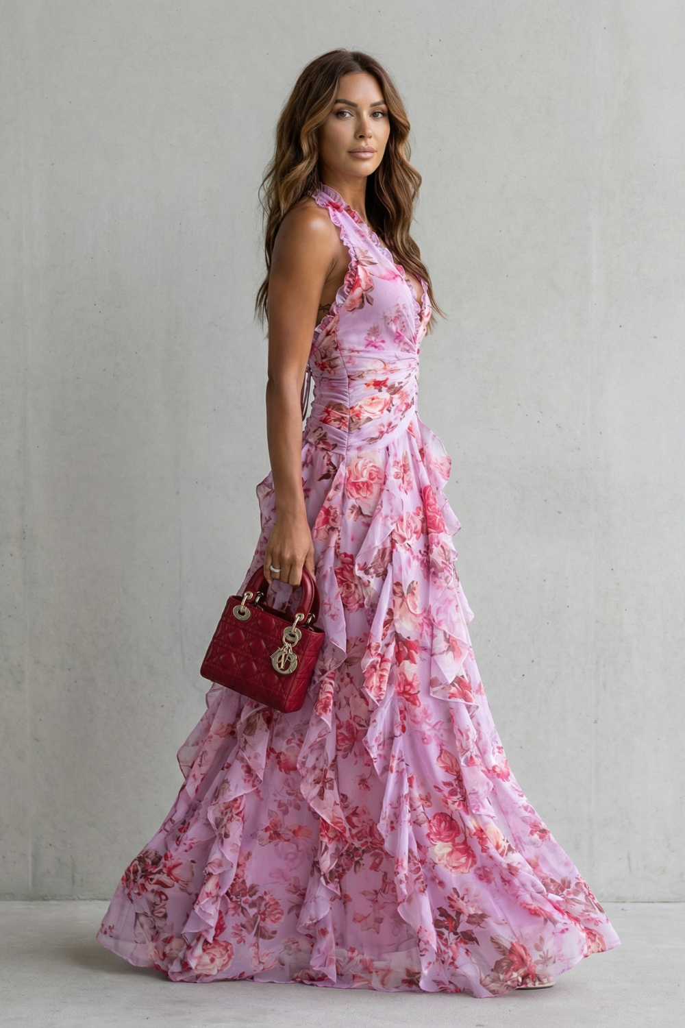 Women's maxi dress with halter