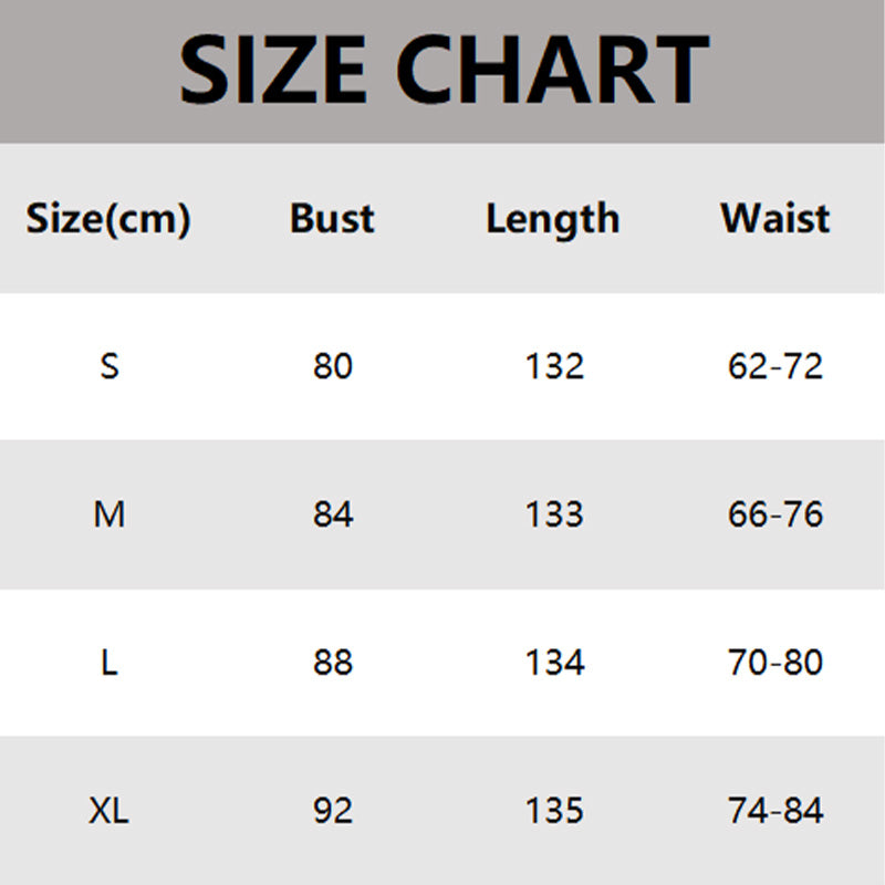 Size chart for the Kylie Cutout Maxi Dress, displaying measurements in centimeters for bust, length, and waist across sizes S to XL.